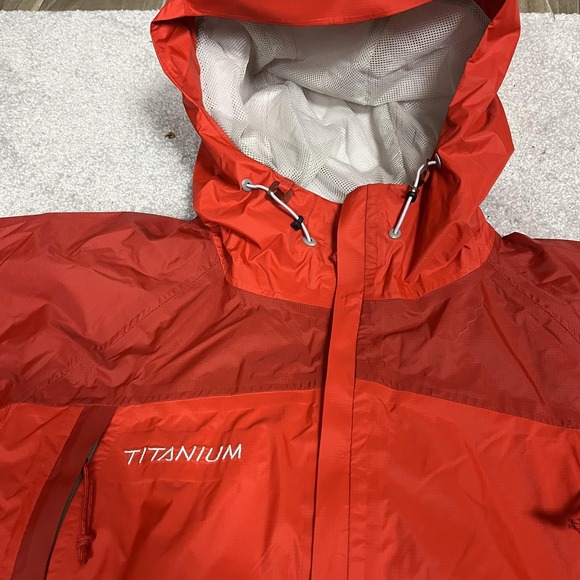 Columbia Jacket Mens Large Red Titanium Omni-Tech Hooded Waterproof Rain Shell - Picture 2 of 6